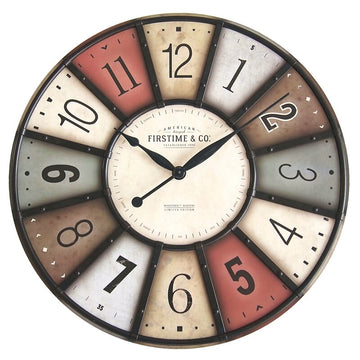 Cobager Oversized Beige/Brown Round Wood 27" Wall Clock